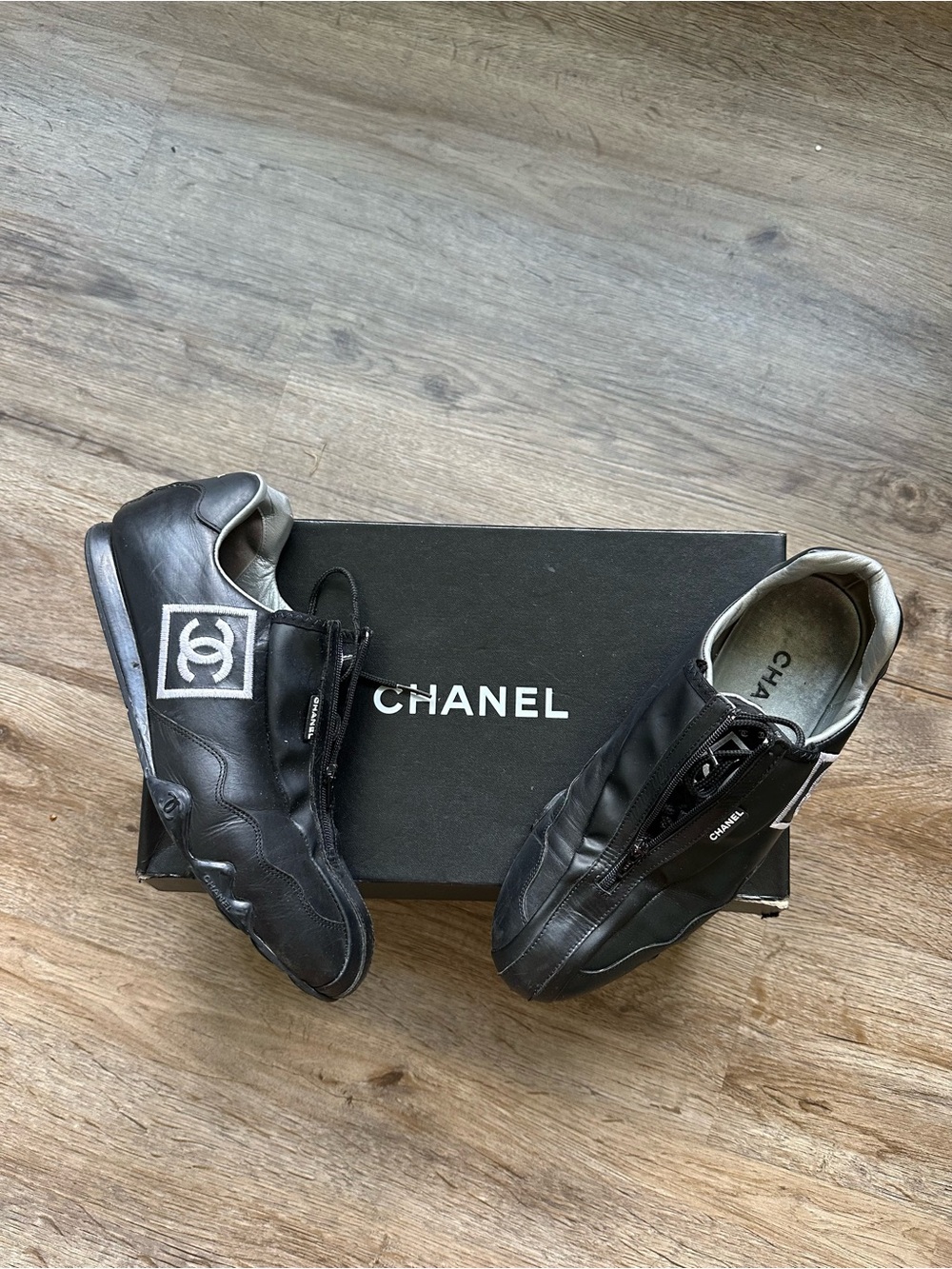 CHANEL Black Leather Sneakers - Picture 2 of 12